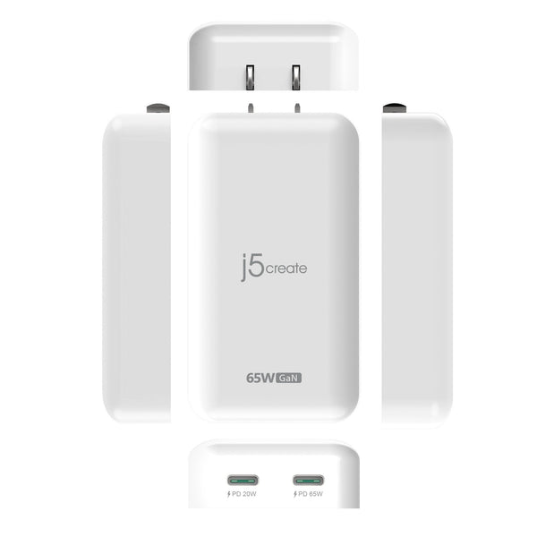 JUP2465 65W GaN 氮化鎵雙孔PD電源供應器– new-tw-j5create