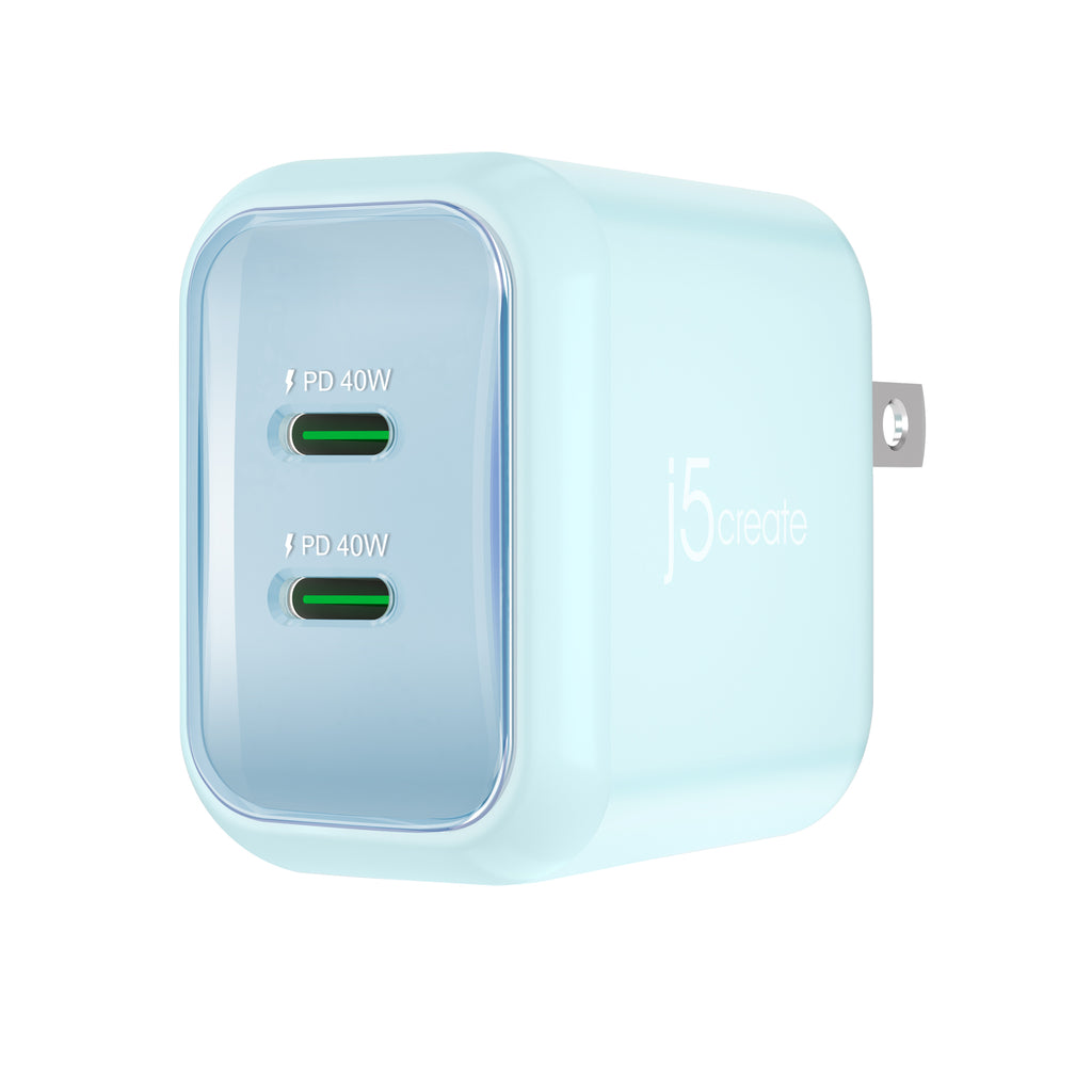 JUP2540 USB-C 雙孔 40W 氮化鎵GaN<Br>迷你PD智慧型極速電源供應器