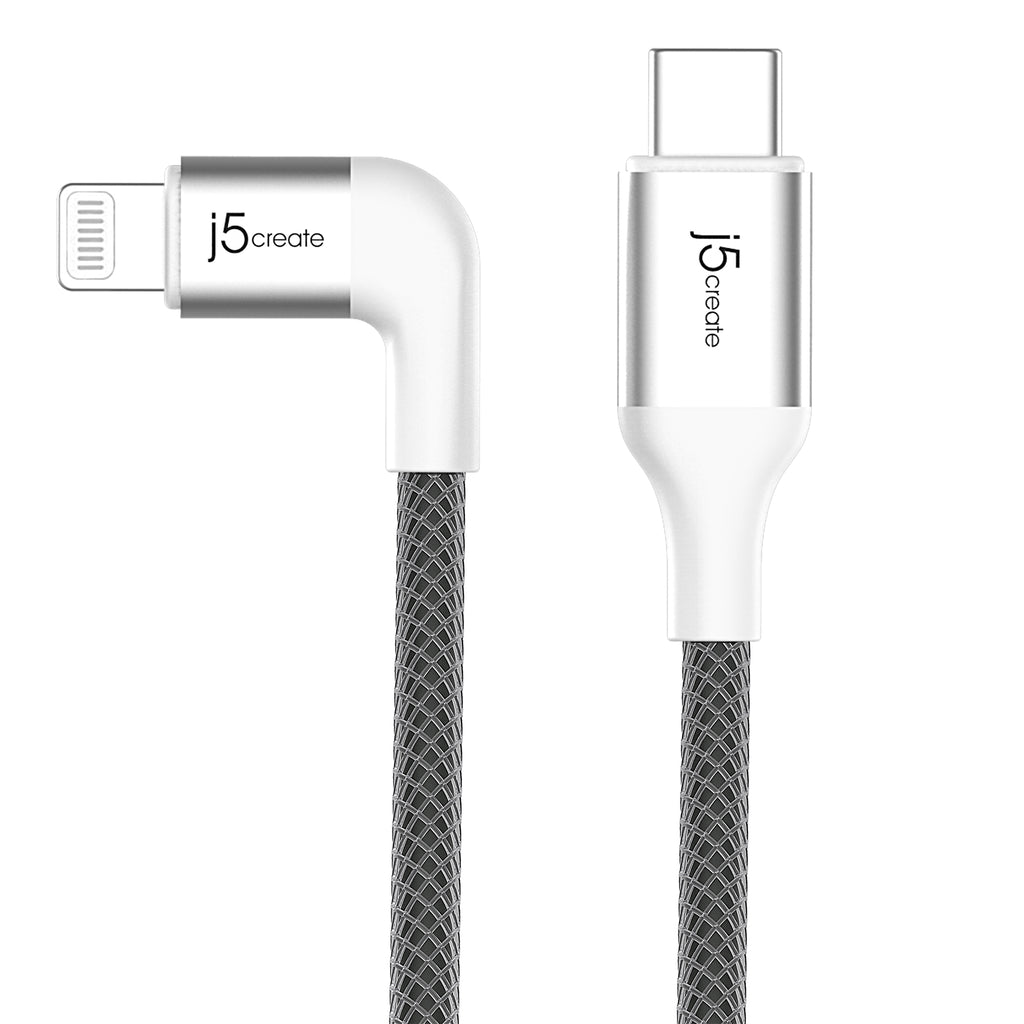 JALC15 Type-C轉Apple Lightning L型充電傳輸線 1.2米 (太空灰/B)(星鑽銀/W)