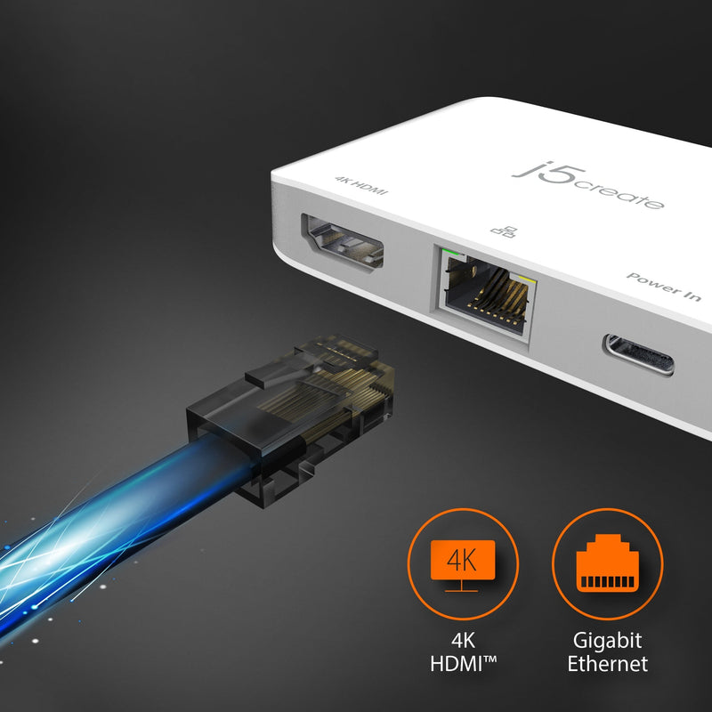 JCA351 USB-C® HDMI 網路充電三合一轉接器