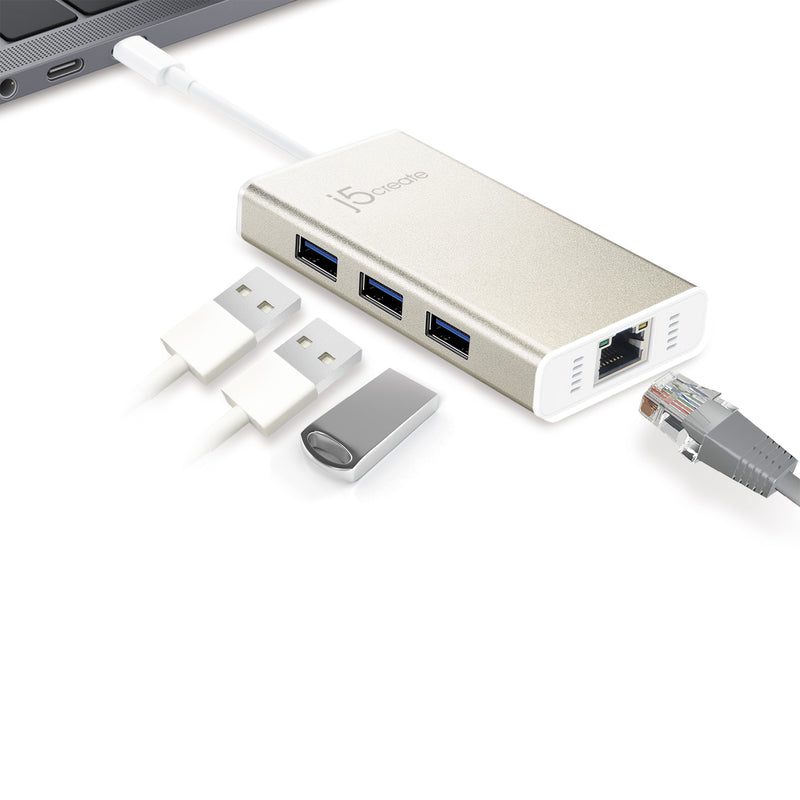 JCH471 USB TYPE-C 超高速外接網路卡+集線器