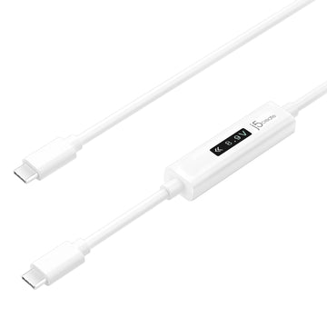 JUCP14 USB-C to USB-C 2.0充電傳輸線內嵌OLED動態螢幕顯示1.2米