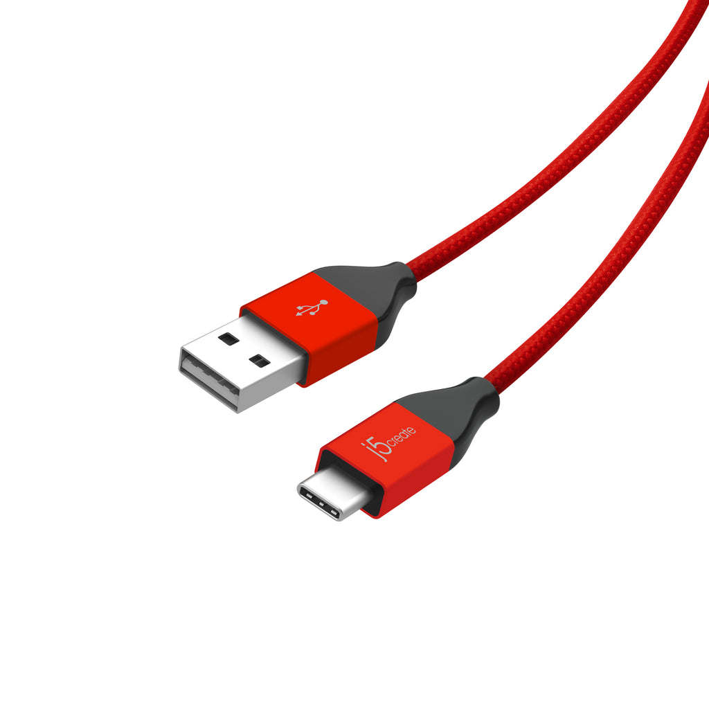 JUCX12 Type C to A 3A電流充電傳輸線 (時尚黑/B)(媚惑紅/R)